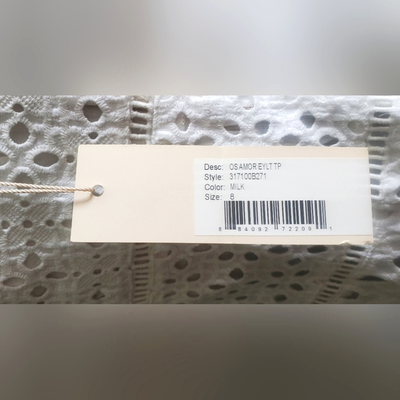 NWT Rebecca Taylor Amora Off The Shoulder Eyelet Lace Peplum Top White Size 8 - Picture 9 of 16